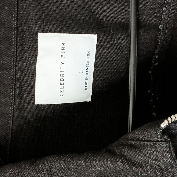 Celebrity Pink Black Cropped Jean Jacket L - Picture 2 of 6